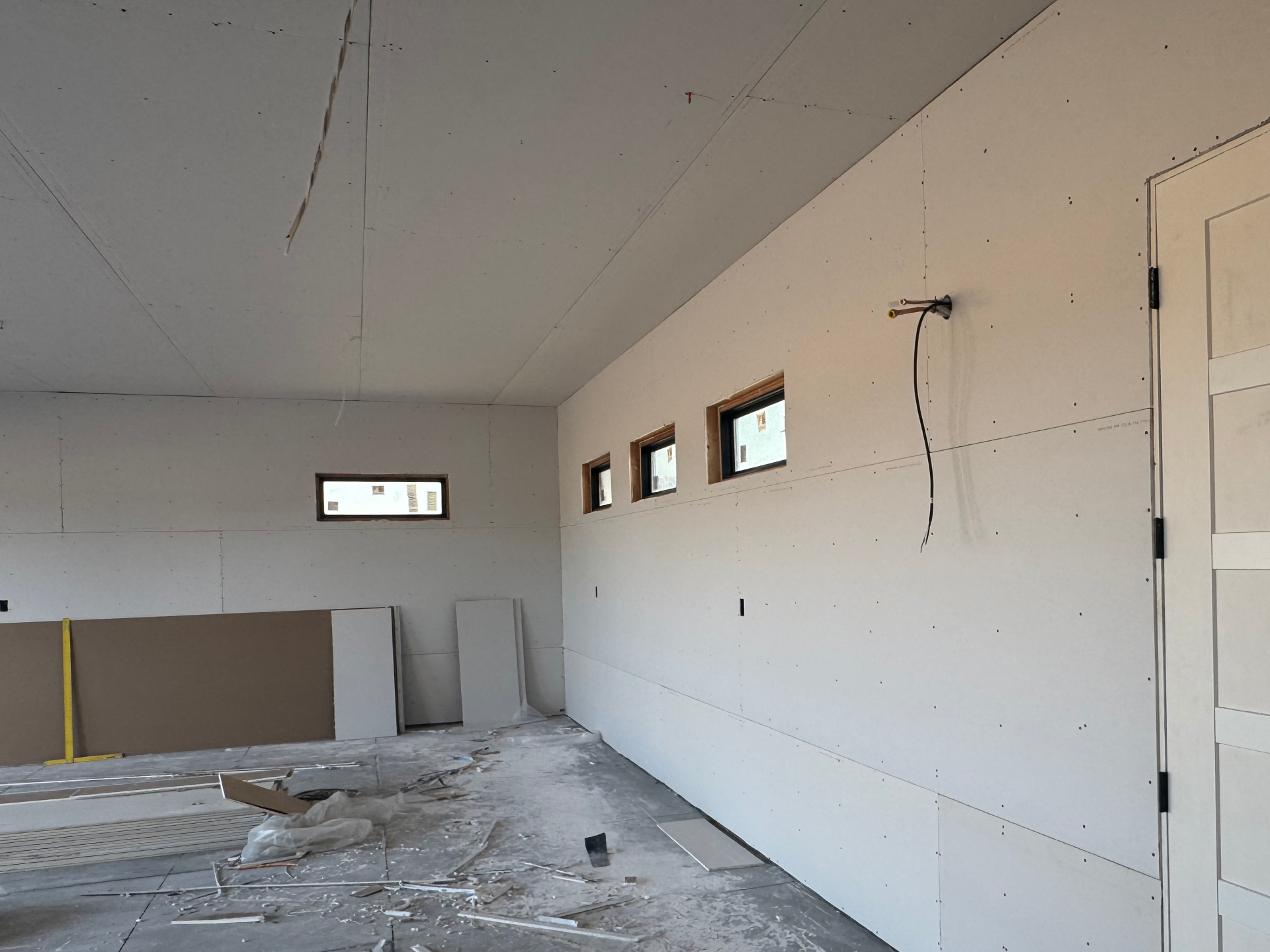 After garage drywall installation
